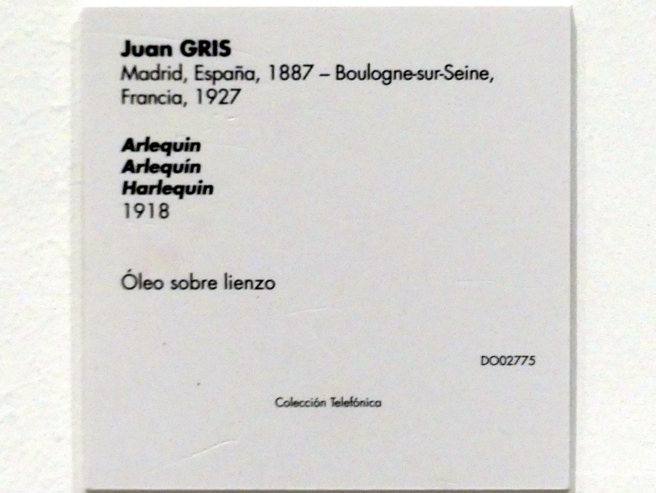 Juan Gris (1911–1926), Harlekin, Madrid, Museo Reina Sofía, Saal 208, 1918, Bild 2/2