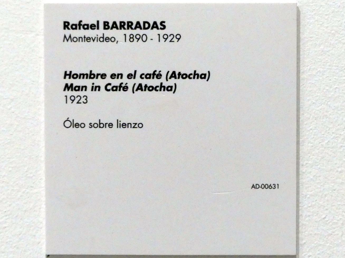 Rafael Barradas (1918–1926), Mann im Café (Atocha), Madrid, Museo Reina Sofía, Saal 209, 1923, Bild 2/2