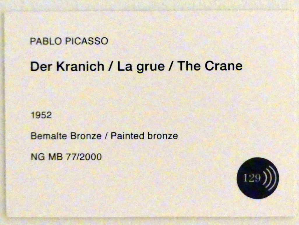 Pablo Picasso (1897–1972), Der Kranich, Berlin, Museum Berggruen, Stülerbau, Erdgeschoss, Saal 5, 1952, Bild 5/5