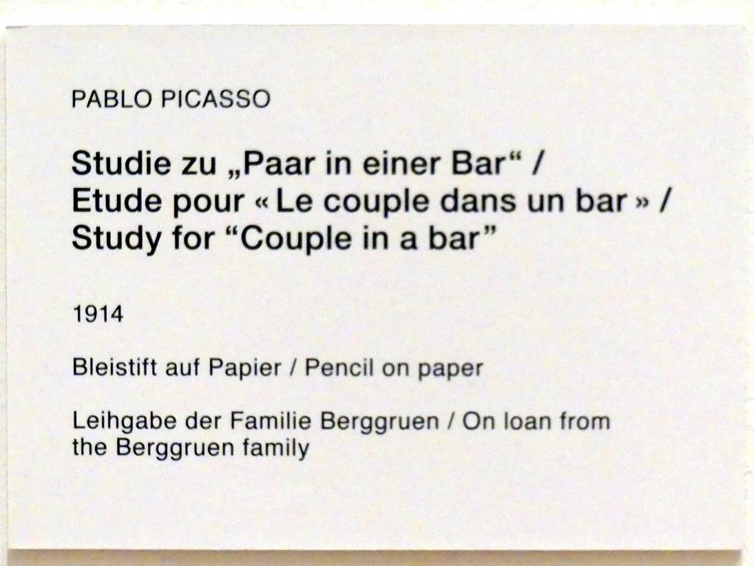 Pablo Picasso (1897–1972), Studie zu "Paar in einer Bar", Berlin, Museum Berggruen, Stülerbau, 1. Obergeschoss, 1914, Bild 2/2