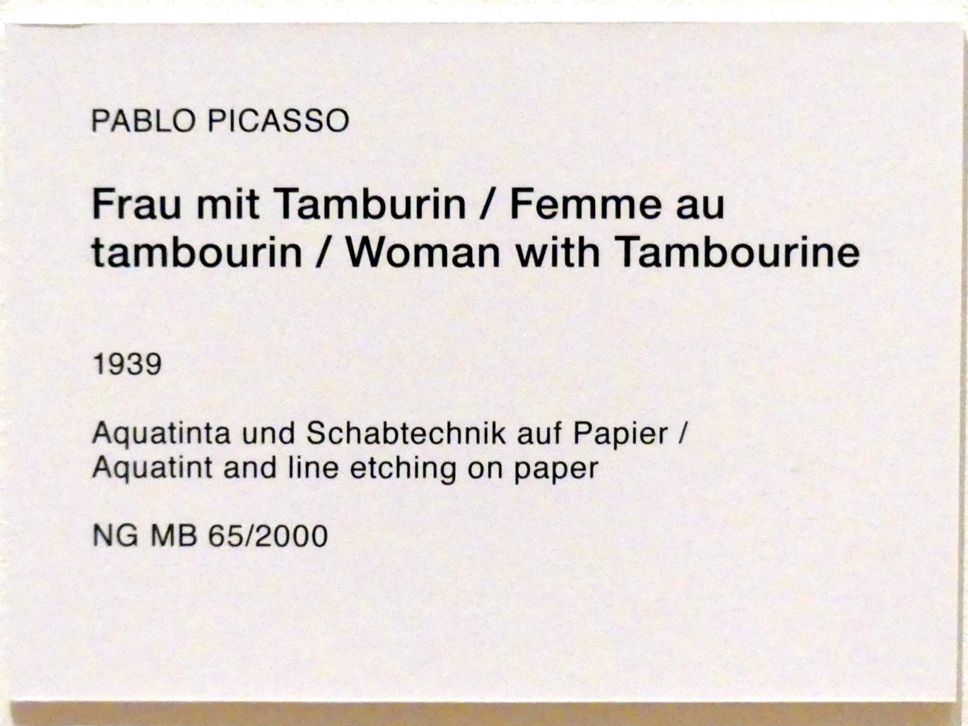 Pablo Picasso (1897–1972), Frau mit Tamburin, Berlin, Museum Berggruen, Stülerbau, 2. Obergeschoss, 1939, Bild 2/2