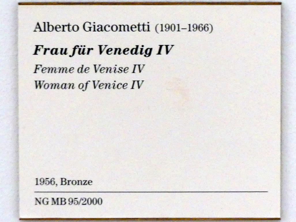 Alberto Giacometti (1914–1965), Frau für Venedig IV, Berlin, Museum Berggruen, Kommandantenhaus, Erdgeschoss, Saal 1, 1956, Bild 5/5