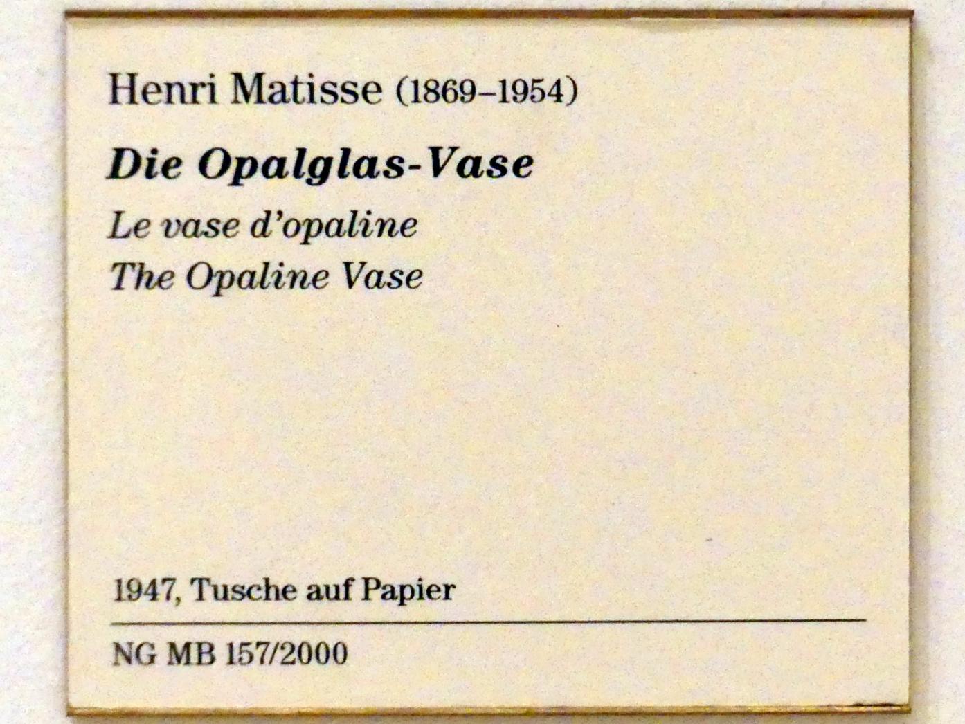 Henri Matisse (1898–1953), Die Opalglas-Vase, Berlin, Museum Berggruen, Kommandantenhaus, Erdgeschoss, Saal 3, 1947, Bild 2/2