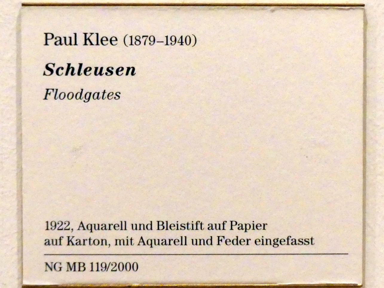 Paul Klee (1904–1940), Schleusen, Berlin, Museum Berggruen, Kommandantenhaus, 2. Obergeschoss, 1922, Bild 2/2