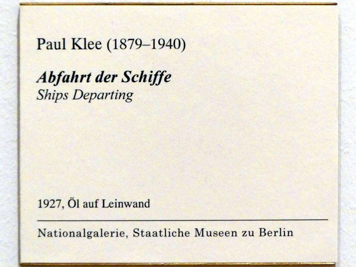 Paul Klee (1904–1940), Abfahrt der Schiffe, Berlin, Museum Berggruen, Kommandantenhaus, 2. Obergeschoss, 1927, Bild 2/2