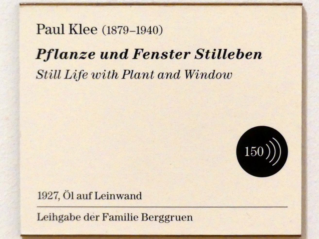 Paul Klee (1904–1940), Pflanze und Fenster Sillleben, Berlin, Museum Berggruen, Kommandantenhaus, 2. Obergeschoss, 1927, Bild 2/2