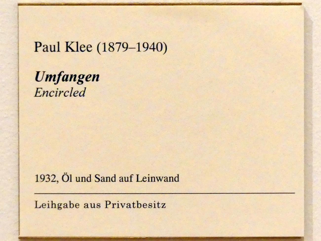 Paul Klee (1904–1940), Umfangen, Berlin, Museum Berggruen, Kommandantenhaus, 2. Obergeschoss, 1932, Bild 3/3