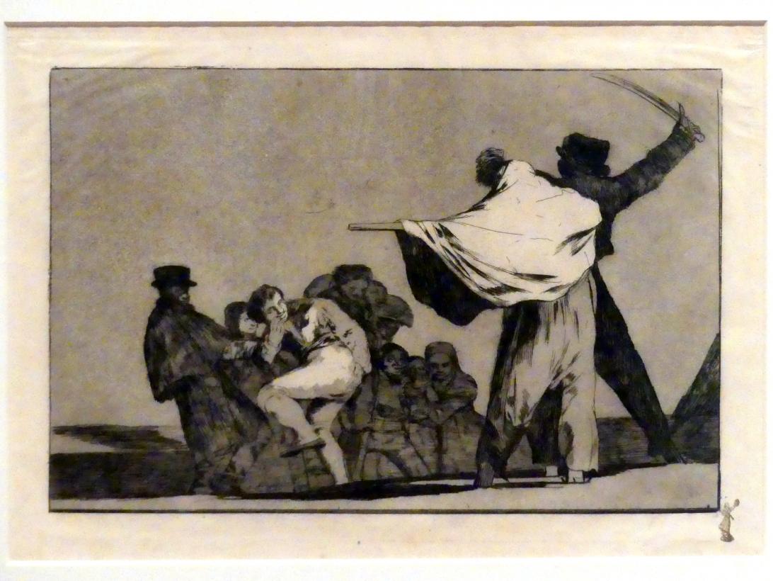 Francisco de Goya (Francisco José de Goya y Lucientes) (1779–1820), Bekannte Torheit, auch: Was für ein Krieger, Berlin, Sammlung Scharf-Gerstenberg, Erdgeschoß, Saal 1, um 1815–1824, Bild 2/3