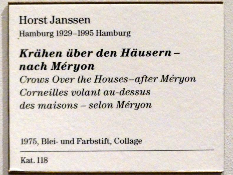 Horst Janssen (1975), Krähen über den Häusern - nach Méryon, Berlin, Sammlung Scharf-Gerstenberg, Erdgeschoß, Saal 3, 1975, Bild 3/3