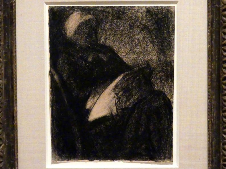 Georges Seurat (1879–1891), Stickende Frau, Berlin, Sammlung Scharf-Gerstenberg, Erdgeschoß, Saal 6, um 1881–1882, Bild 2/3