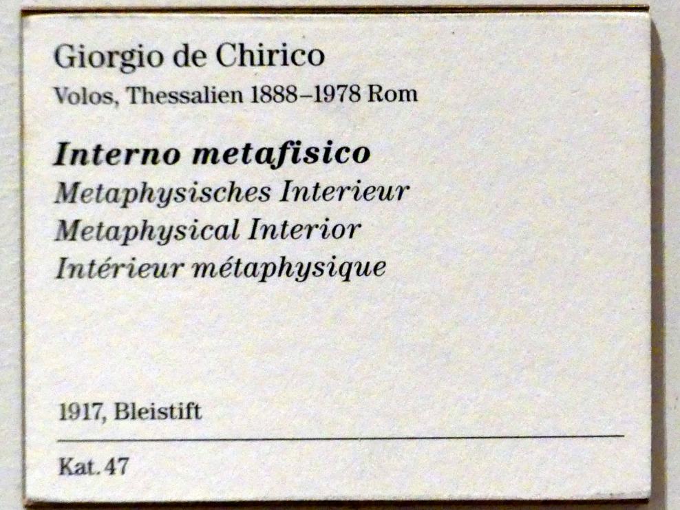 Giorgio de Chirico (1913–1973), Metaphysisches Interieur, Berlin, Sammlung Scharf-Gerstenberg, Erdgeschoß, Saal 2, 1917, Bild 2/2