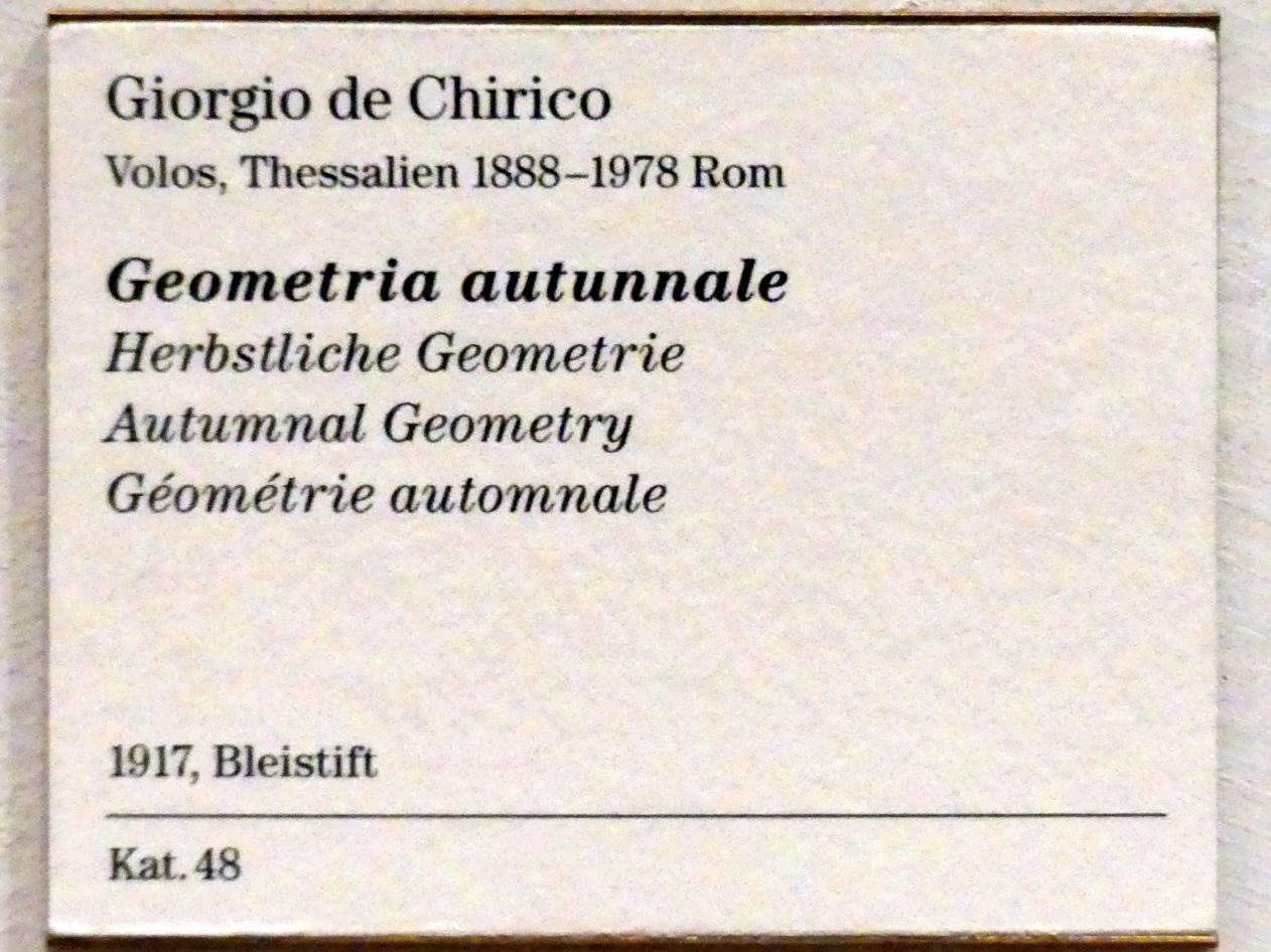 Giorgio de Chirico (1913–1973), Herbstliche Geometrie, Berlin, Sammlung Scharf-Gerstenberg, Obergeschoß, Saal 7, 1917, Bild 2/2