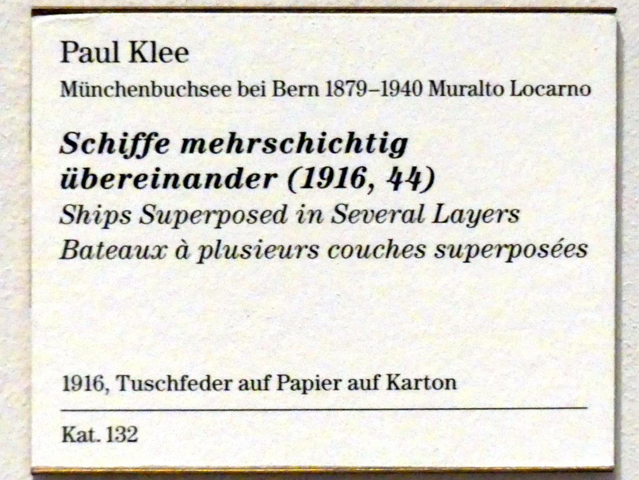 Paul Klee (1904–1940), Schiffe mehrschichtig übereinander (1916, 44), Berlin, Sammlung Scharf-Gerstenberg, Obergeschoß, Saal 8, 1916, Bild 3/3