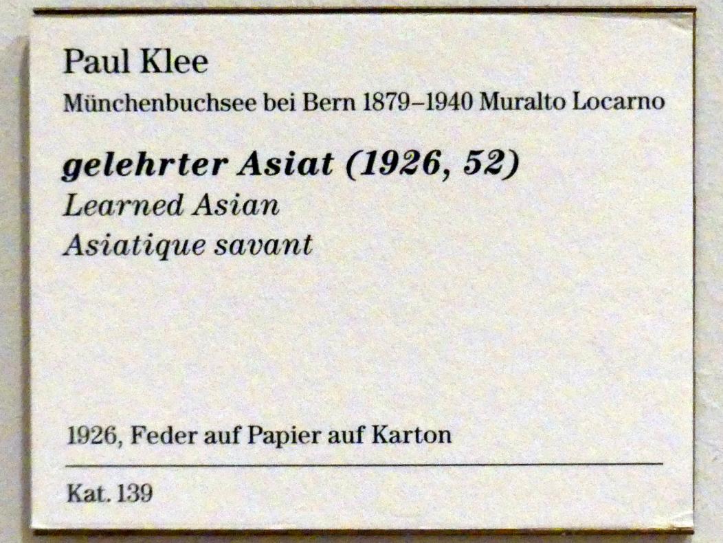 Paul Klee (1904–1940), gelehrter Asiat (1926, 52), Berlin, Sammlung Scharf-Gerstenberg, Obergeschoß, Saal 8, 1926, Bild 3/3