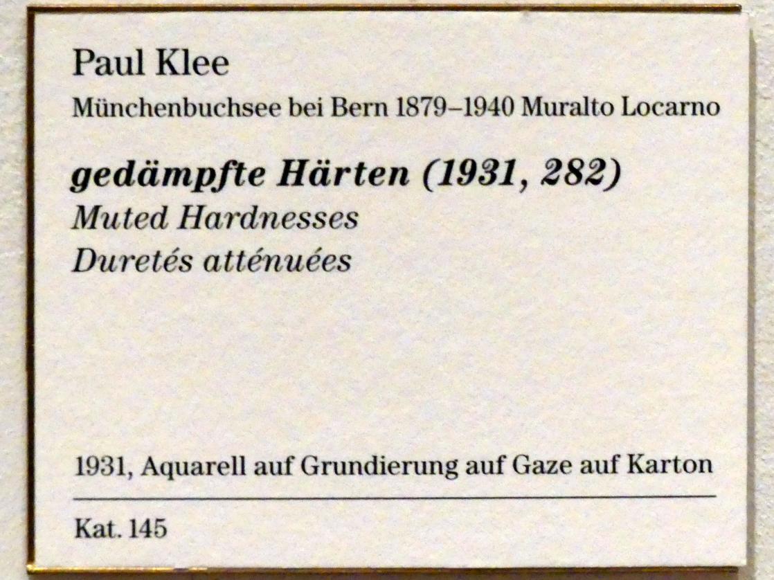 Paul Klee (1904–1940), gedämpfte Härten (1931, 282), Berlin, Sammlung Scharf-Gerstenberg, Obergeschoß, Saal 8, 1931, Bild 3/3