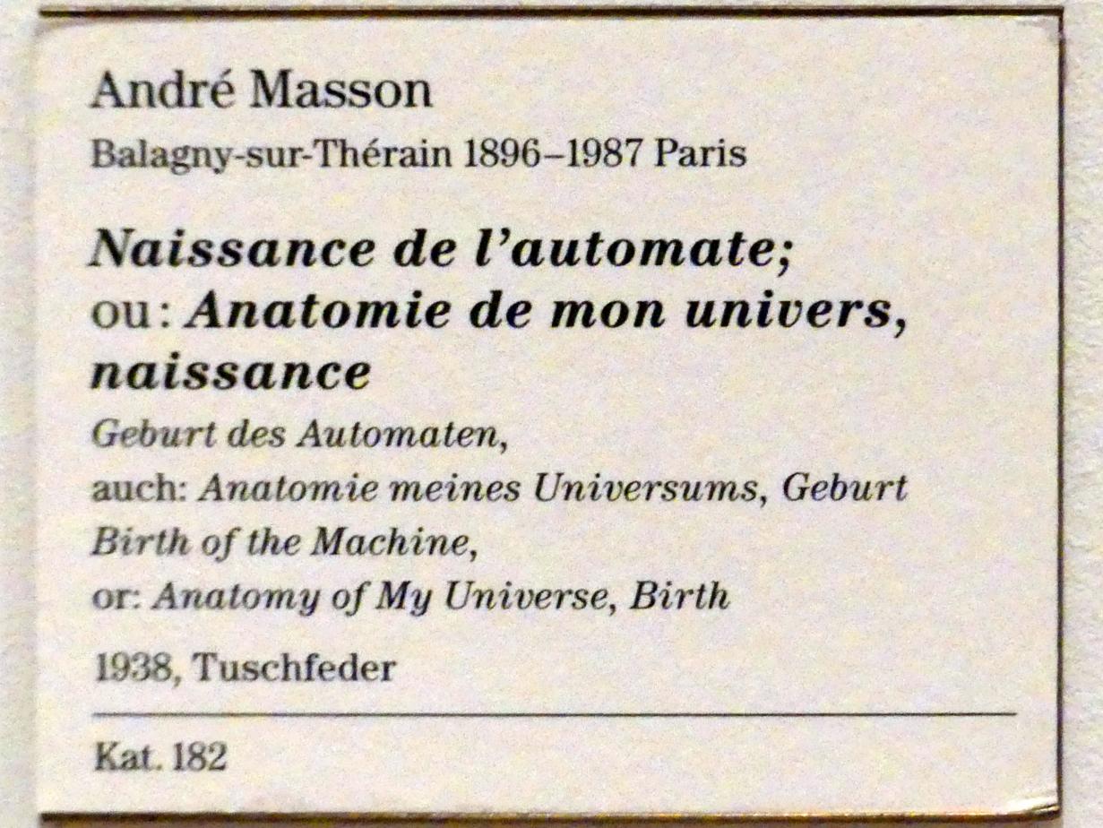 André Masson (1925–1968), Geburt des Automaten, auch: Anatomie meines Universums, Geburt, Berlin, Sammlung Scharf-Gerstenberg, Obergeschoß, Saal 11, 1938, Bild 2/2