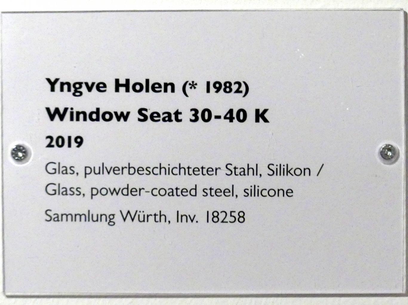 Yngve Holen (2019), Window Seat 30-40 K, Schwäbisch Hall, Kunsthalle Würth, Ausstellung "Lust auf mehr" vom 30.09.2019 - 20.09.2020, Erdgeschoss, 2019, Bild 8/8