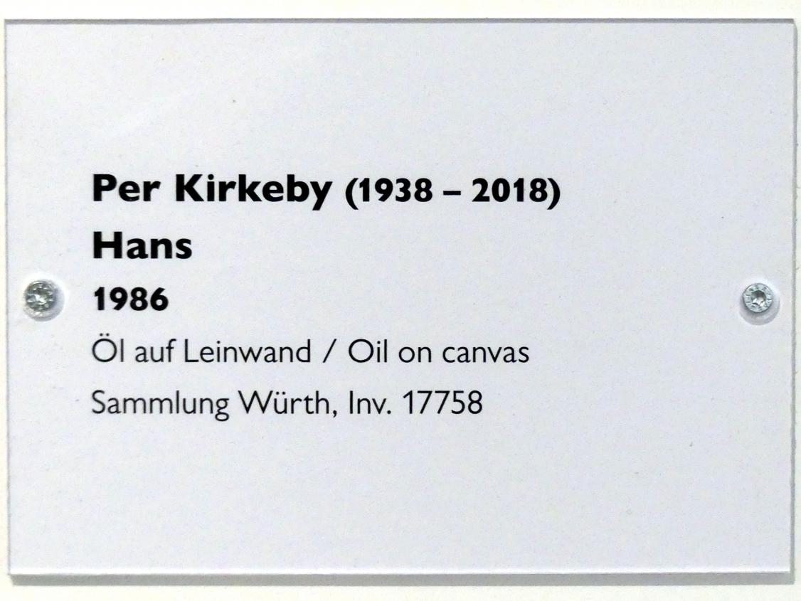 Per Kirkeby (1981–1991), Hans, Schwäbisch Hall, Kunsthalle Würth, Ausstellung "Lust auf mehr" vom 30.09.2019 - 20.09.2020, Erdgeschoss, 1986, Bild 2/2