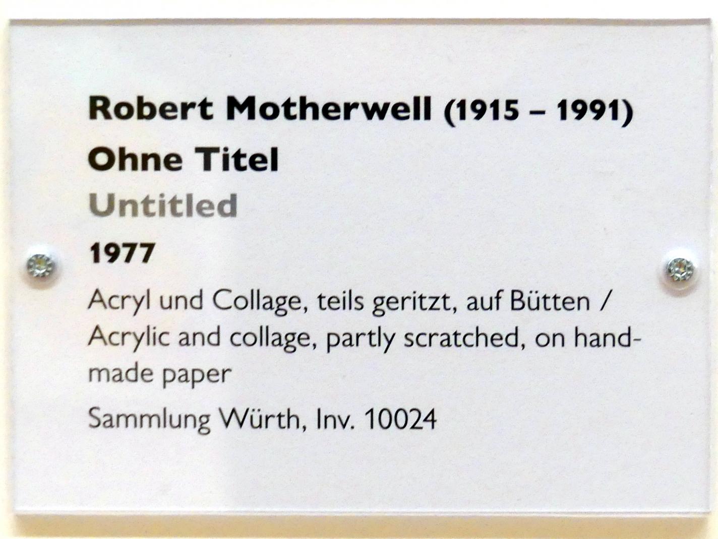 Robert Motherwell (1956–1977), Ohne Titel, Schwäbisch Hall, Kunsthalle Würth, Ausstellung "Lust auf mehr" vom 30.09.2019 - 20.09.2020, Obergeschoss, 1977, Bild 3/3