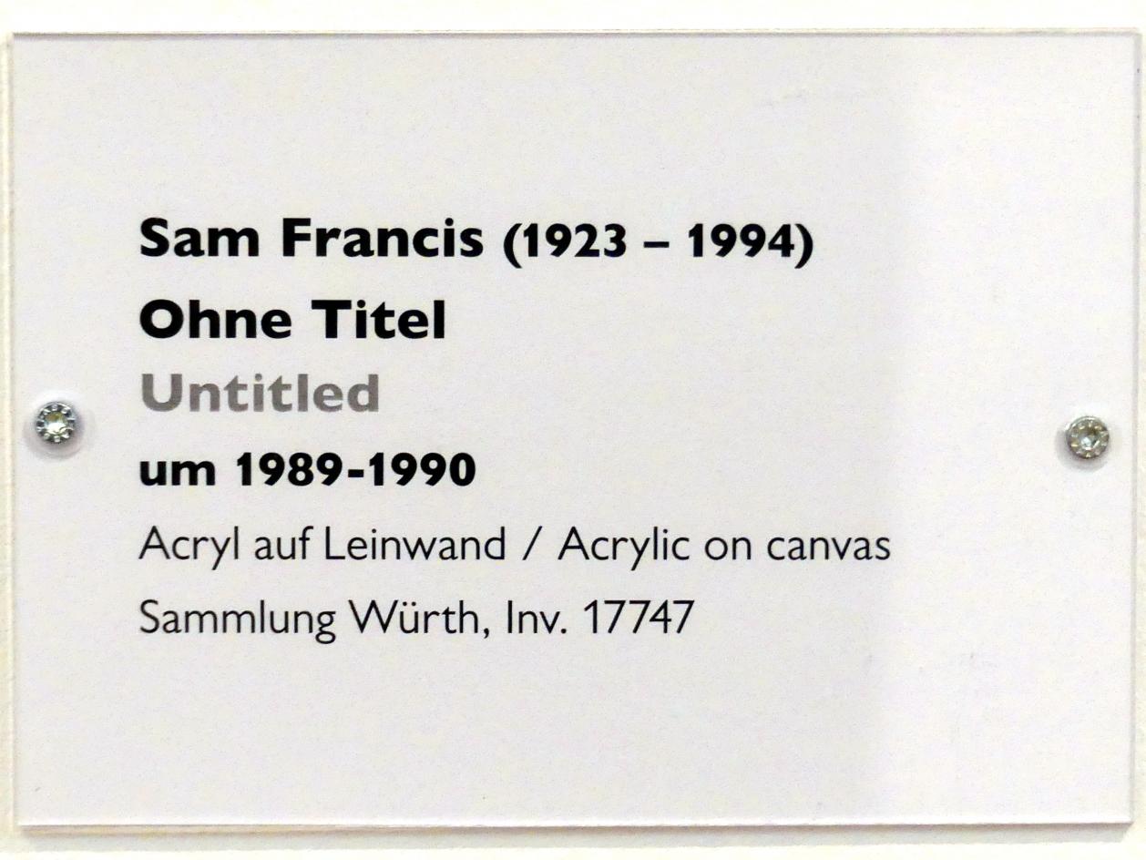 Sam Francis (1957–1989), Ohne Titel, Schwäbisch Hall, Kunsthalle Würth, Ausstellung "Lust auf mehr" vom 30.09.2019 - 20.09.2020, Obergeschoss, um 1989–1990, Bild 2/2