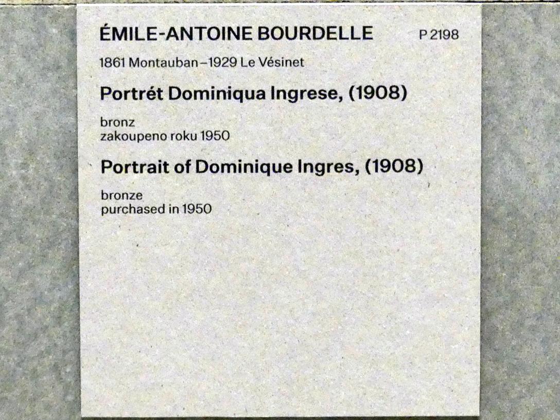Antoine Bourdelle (Émile-Antoine Bourdelle) (1900–1909), Bildnis von Jean-Auguste-Dominique Ingres, Prag, Nationalgalerie im Messepalast, Das lange Jahrhundert, Saal 1, 1908, Bild 3/3