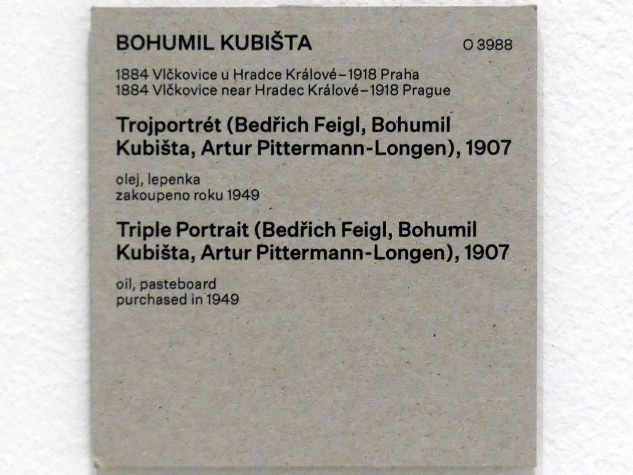 Bohumil Kubišta (1907–1915), Dreierporträt (Friedrich Feigl, Bohumil Kubišta, Emil Artur Longen), Prag, Nationalgalerie im Messepalast, Das lange Jahrhundert, Saal 1, 1907, Bild 2/2