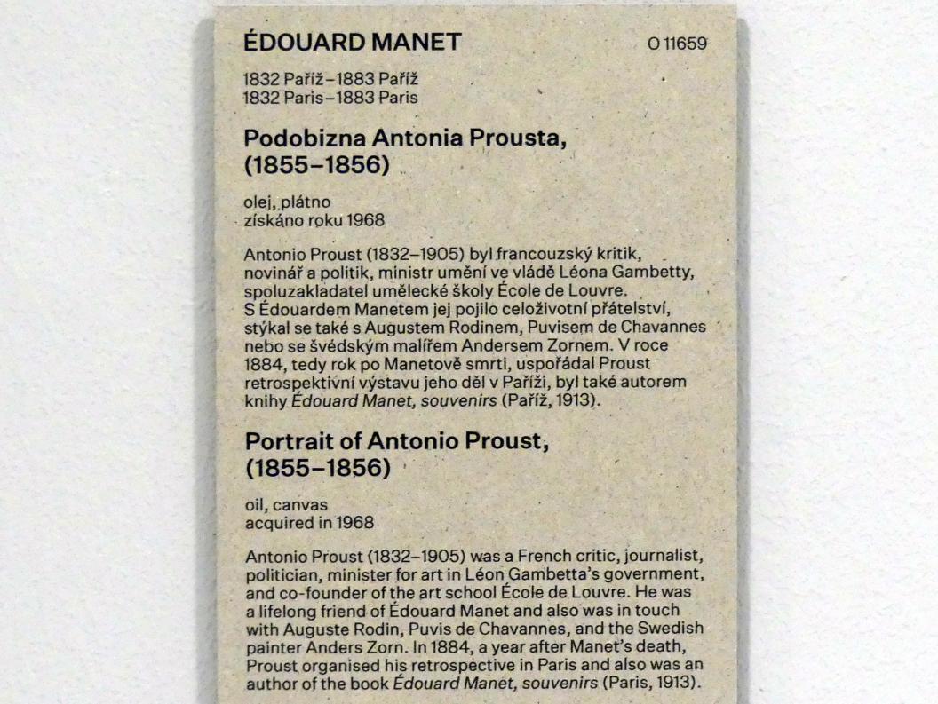 Édouard Manet (1855–1882), Porträt von Antonio Proust, Prag, Nationalgalerie im Messepalast, Das lange Jahrhundert, Saal 1, 1855–1856, Bild 2/2