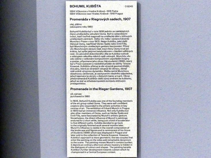 Bohumil Kubišta (1907–1915), Promenade in den Rieger Gärten, Prag, Nationalgalerie im Messepalast, Das lange Jahrhundert, Saal 7, 1907, Bild 2/2