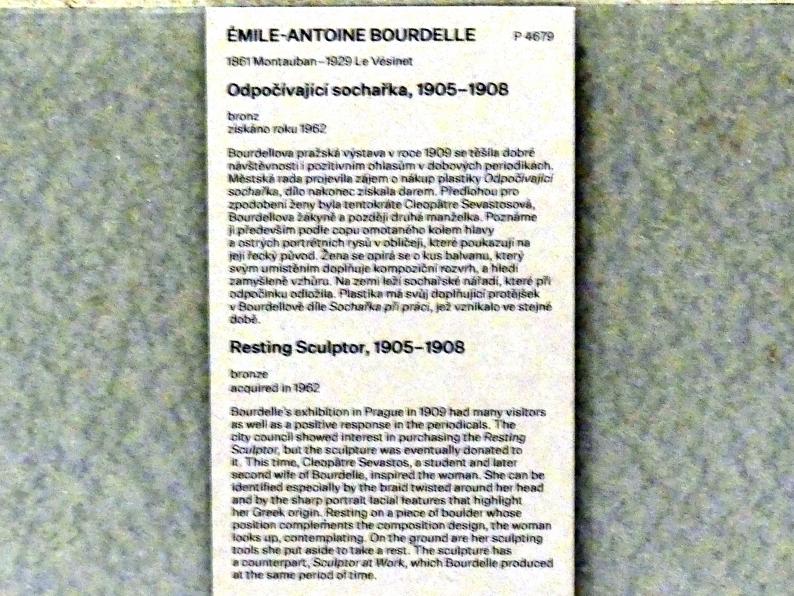 Antoine Bourdelle (Émile-Antoine Bourdelle) (1900–1909), Ruhende Bildhauerin, Prag, Nationalgalerie im Messepalast, Das lange Jahrhundert, Saal 8, 1905–1908, Bild 4/4