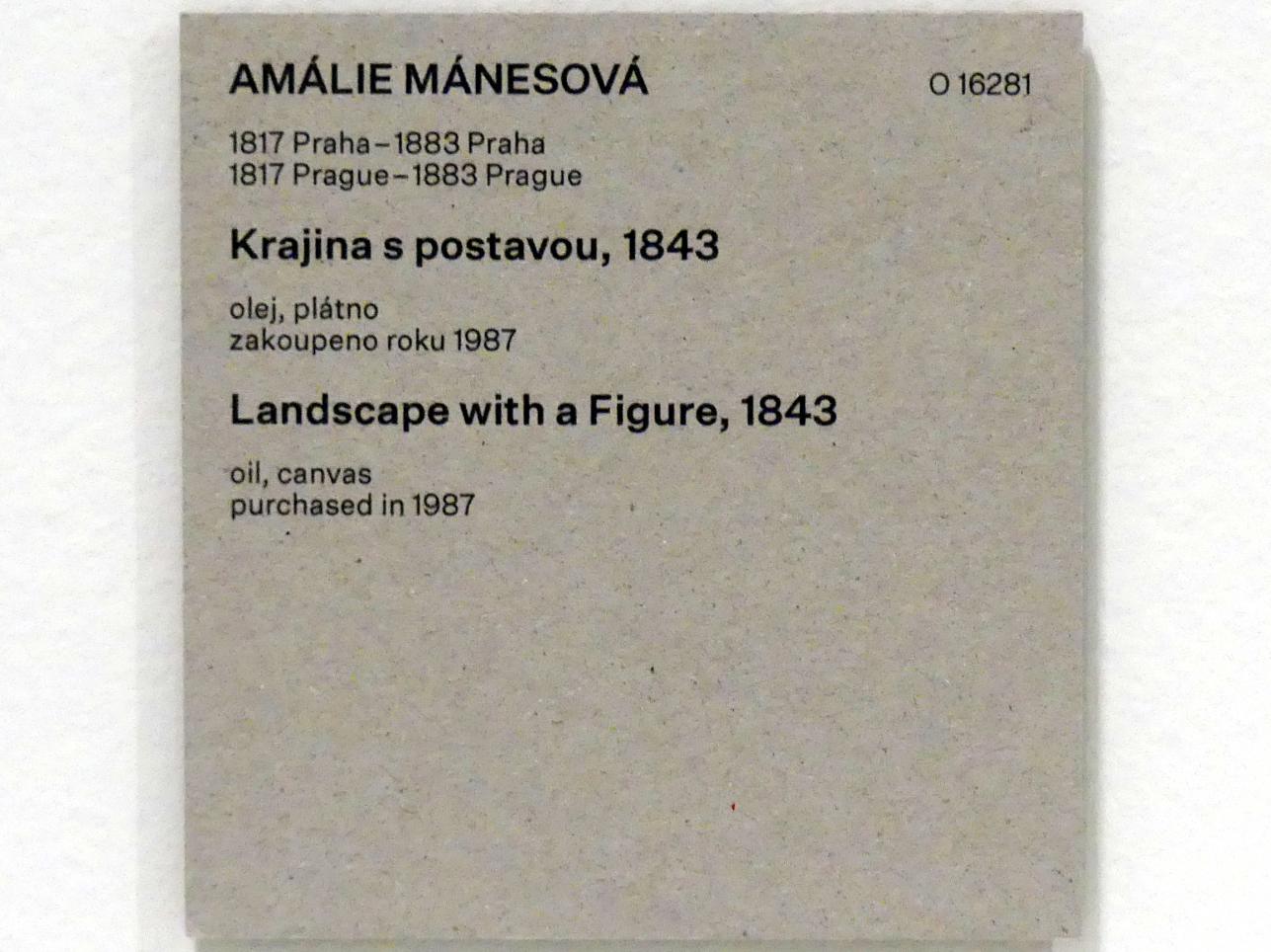 Amalie Mánesová (1843), Landschaft mit Figur, Prag, Nationalgalerie im Messepalast, Das lange Jahrhundert, Saal 10, 1843, Bild 2/2