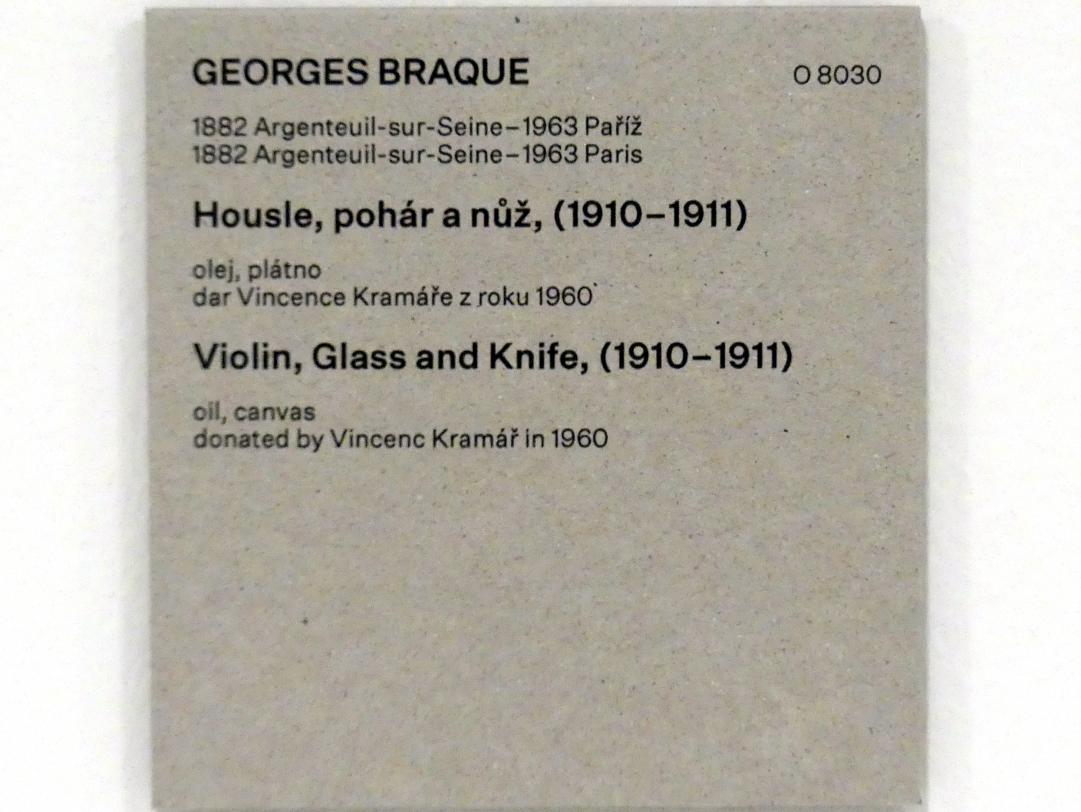 Georges Braque (1906–1956), Violine, Glas und Messer, Prag, Nationalgalerie im Messepalast, Das lange Jahrhundert, Saal 13, 1910–1911, Bild 2/2