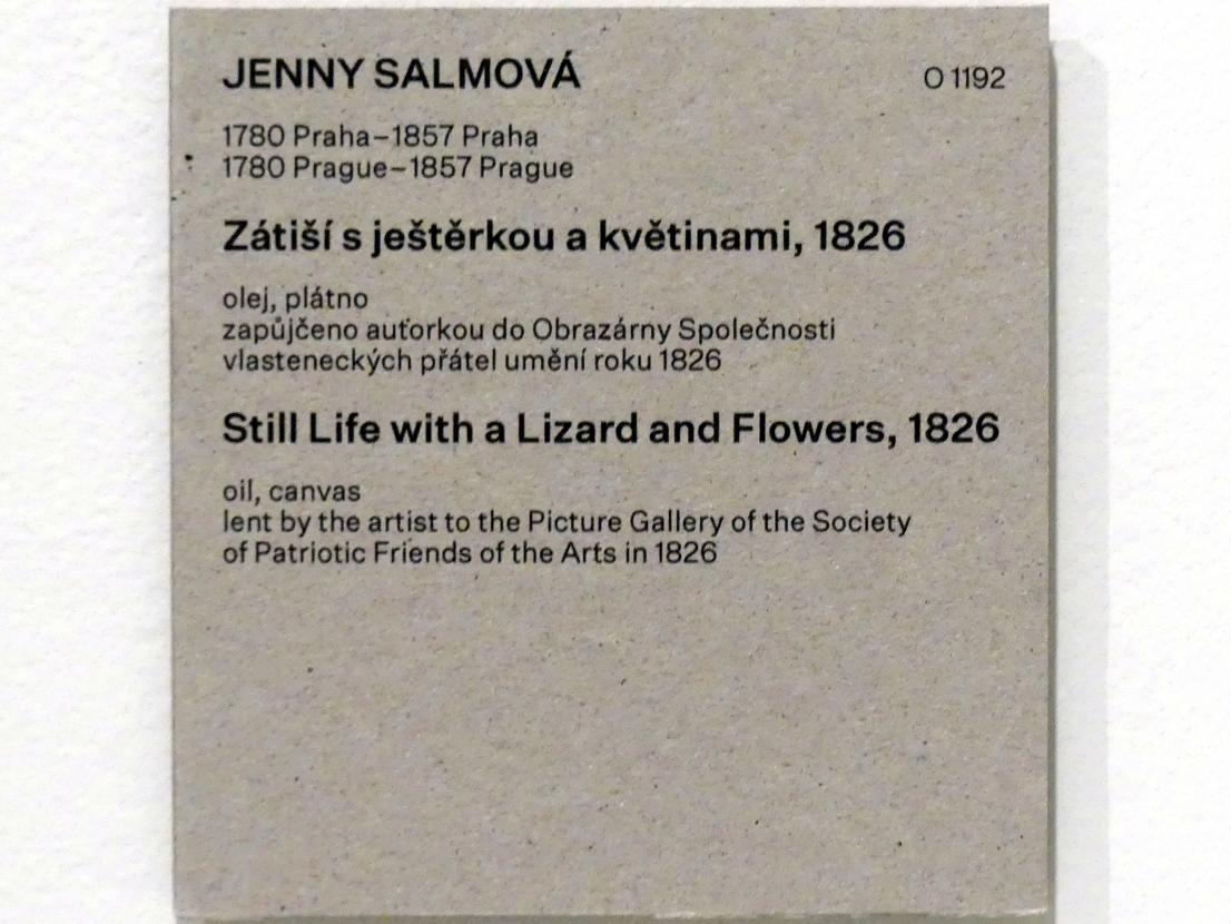 Johanna Salm-Reifferscheidt (Jenny Salmová) (1826), Stillleben mit Eidechse und Blumen, Prag, Nationalgalerie im Messepalast, Das lange Jahrhundert, Saal 13, 1826, Bild 2/2