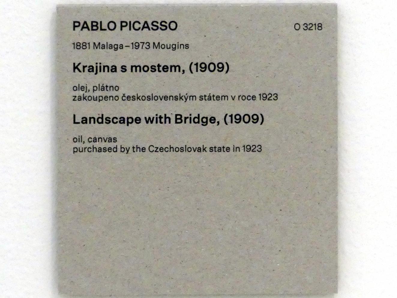 Pablo Picasso (1897–1972), Landschaft mit Brücke, Prag, Nationalgalerie im Messepalast, Das lange Jahrhundert, Saal 14, 1909, Bild 2/2