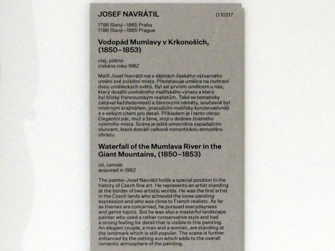 Josef Navrátil (1843–1855), Wasserfall am Fluss Mumlava im Riesengebirge, Prag, Nationalgalerie im Messepalast, Das lange Jahrhundert, Saal 17, 1850–1853, Bild 2/2