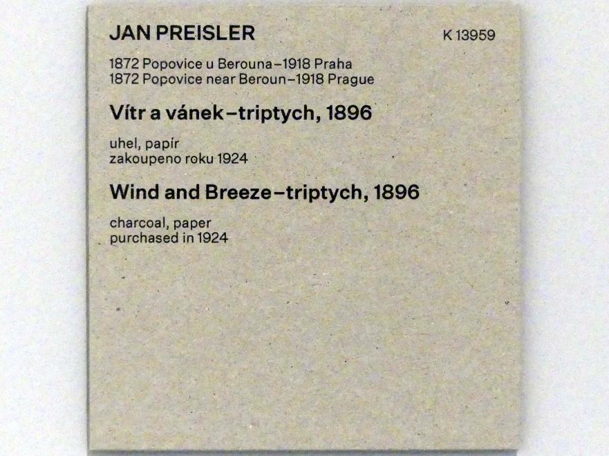 Jan Preisler (1895–1912), Wind und Brise - Triptychon, Prag, Nationalgalerie im Messepalast, Das lange Jahrhundert, Saal 22, 1896, Bild 5/5