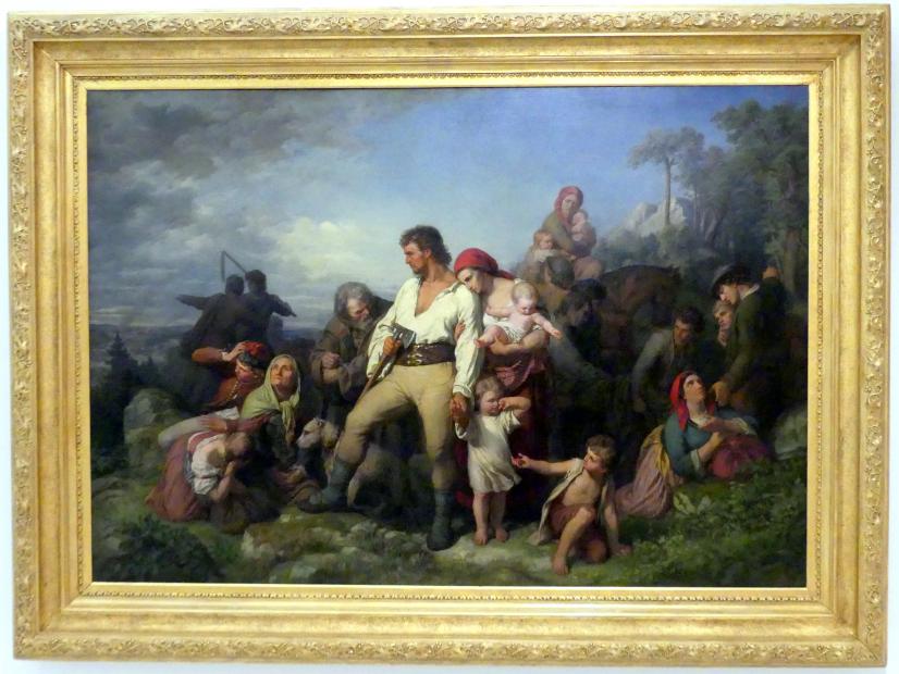 Petr Maixner (1860): Flüchtende Bauern (Episode aus dem 30-jährigen Krieg), 1860