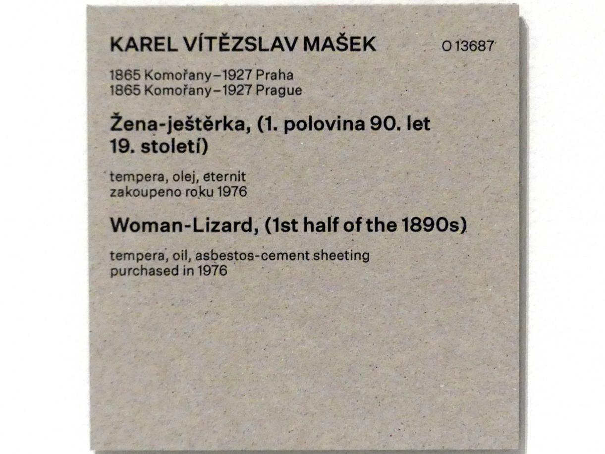 Karel Vítězslav Mašek (1888–1892), Eidechsenfrau, Prag, Nationalgalerie im Messepalast, Das lange Jahrhundert, Saal 27, um 1890–1895, Bild 2/2