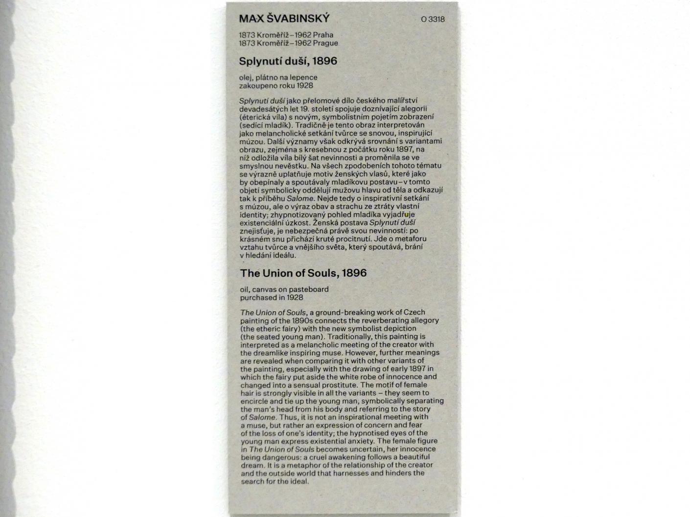 Max Švabinský (1896–1922), Vereinigung der Seelen, Prag, Nationalgalerie im Messepalast, Das lange Jahrhundert, Saal 27, 1896, Bild 2/2