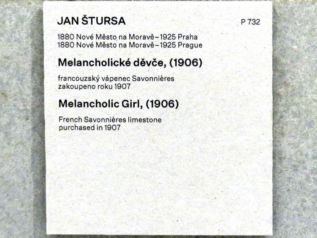 Jan Štursa (1904–1924), Melancholisches Mädchen, Prag, Nationalgalerie im Messepalast, Das lange Jahrhundert, Saal 28, 1906, Bild 5/5