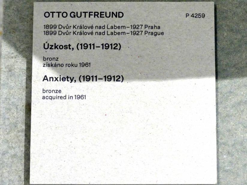 Otto Gutfreund (1910–1925), Angst, Prag, Nationalgalerie im Messepalast, Das lange Jahrhundert, Saal 32, 1911–1912, Bild 5/5