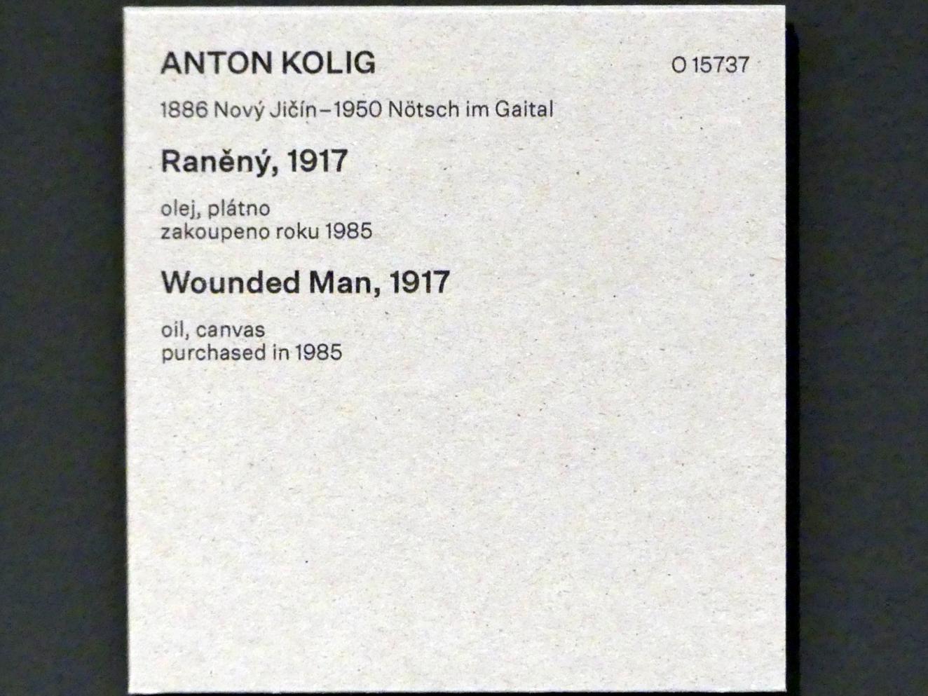 Anton Kolig (1917–1946), Verwundeter, Prag, Nationalgalerie im Messepalast, Das lange Jahrhundert, Saal 35, 1917, Bild 2/2