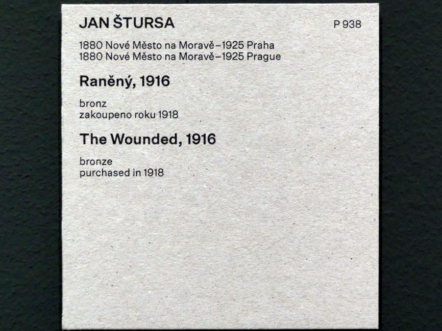 Jan Štursa (1904–1924), Verwundeter, Prag, Nationalgalerie im Messepalast, Das lange Jahrhundert, Saal 35, 1916, Bild 5/5