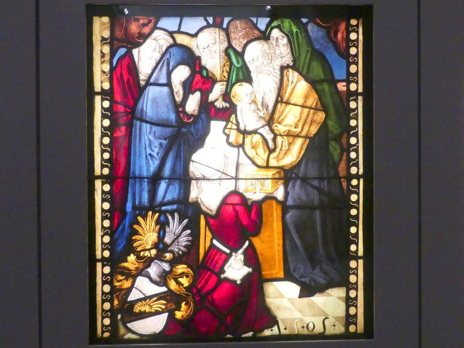 Hans Baldung Grien (1500–1544), Vier Scheiben aus der Kreuzgangverglasung des Nürnberger Karmeliterklosters, Nürnberg, ehem. Karmelitenkloster (1525 aufgelöst), jetzt Karlsruhe, Staatliche Kunsthalle, Ausstellung "Hans Baldung Grien, heilig | unheilig", Saal 1, um 1505–1507, Bild 3/5