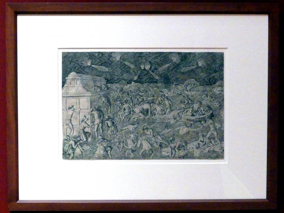 Francesco Rosselli (1467), Die Sintflut, Karlsruhe, Staatliche Kunsthalle, Ausstellung "Hans Baldung Grien, heilig | unheilig", Saal 6, um 1465–1470, Bild 2/3