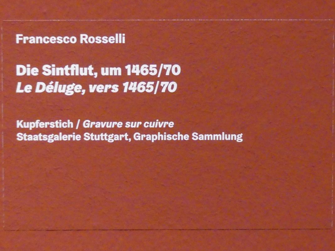 Francesco Rosselli (1467), Die Sintflut, Karlsruhe, Staatliche Kunsthalle, Ausstellung "Hans Baldung Grien, heilig | unheilig", Saal 6, um 1465–1470, Bild 3/3