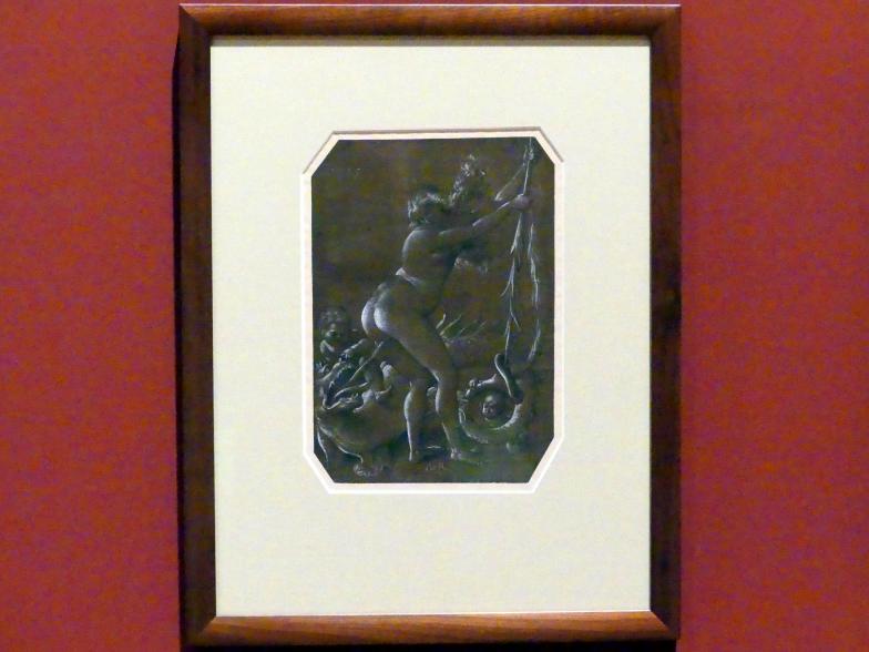 Hans Baldung Grien (1500–1544), Junge Hexe und fischgestaltiger Drache, Karlsruhe, Staatliche Kunsthalle, Ausstellung "Hans Baldung Grien, heilig | unheilig", Saal 7, 1515, Bild 2/3