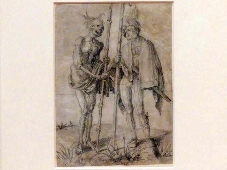 Hans Baldung Grien (1500–1544), Landsknecht und Tod, Karlsruhe, Staatliche Kunsthalle, Ausstellung "Hans Baldung Grien, heilig | unheilig", Saal 7, 1503