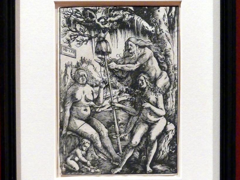 Hans Baldung Grien (1500–1544), Die drei Parzen, Karlsruhe, Staatliche Kunsthalle, Ausstellung "Hans Baldung Grien, heilig | unheilig", Saal 7, 1513, Bild 1/3