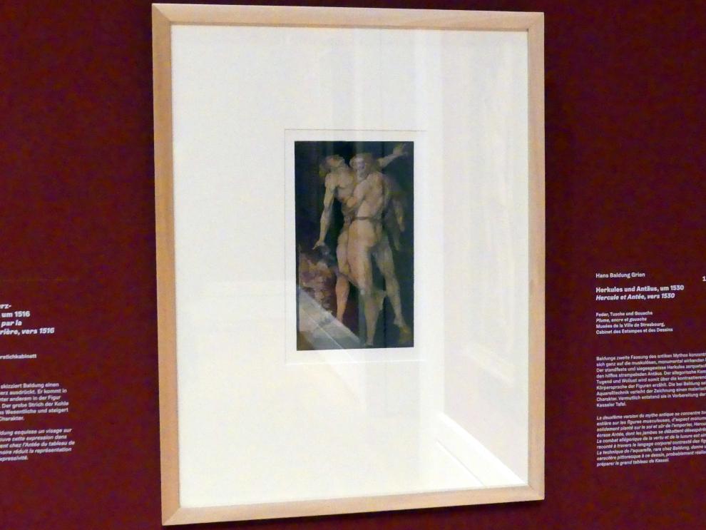 Hans Baldung Grien (1500–1544), Herkules und Antäus, Karlsruhe, Staatliche Kunsthalle, Ausstellung "Hans Baldung Grien, heilig | unheilig", Saal 7, um 1530, Bild 2/3