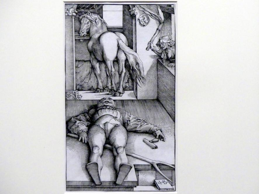 Hans Baldung Grien (1500–1544), Der behexte Stallknecht, Karlsruhe, Staatliche Kunsthalle, Ausstellung "Hans Baldung Grien, heilig | unheilig", Saal 13, um 1534, Bild 1/3